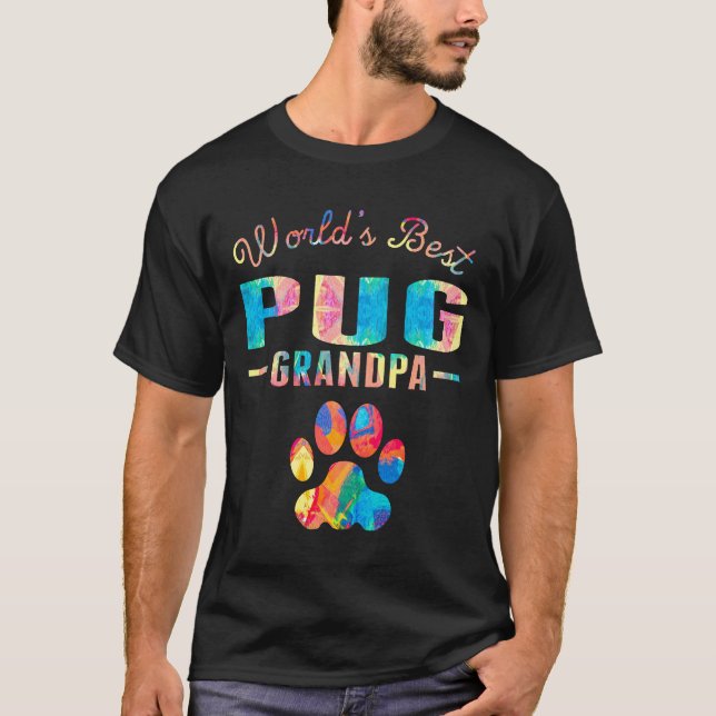 Camiseta Pintura del mejor abuelo de pug del mundo (Anverso)