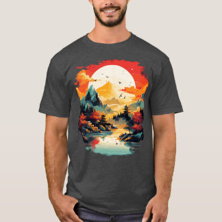 Camiseta Pintura Del Paisaje Asiático