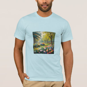 Camiseta Pintura del parque de flores coloridas
