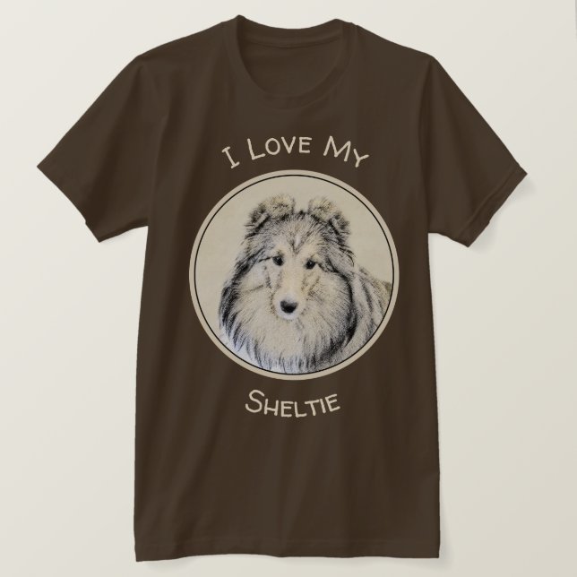 Camiseta Pintura del perro pastor de Shetland - arte (Anverso del diseño)