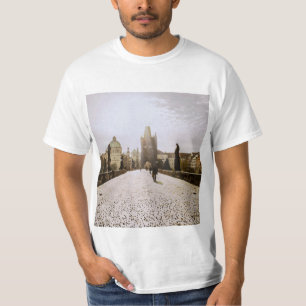 Camiseta Pintura del puente Carlos en Praga al amanecer