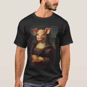 Camiseta Pintura del Renacimiento Artístico Mona Lisa Cerdo