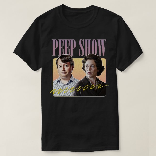 Camiseta Pintura del ventilador de Peep Show Meme Retro (Diseño del anverso)