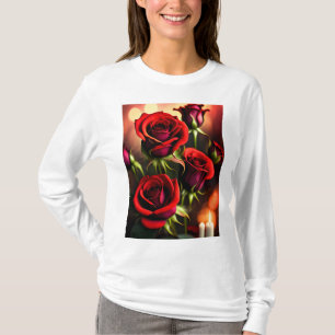 Camiseta Pintura digital de flores de rosa roja-58567