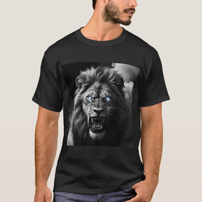 Camiseta Pintura digital de la cabeza de león ruidosa (Anverso)
