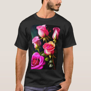 Camiseta Pintura digital de rosas rosadas 48345