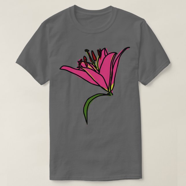 Camiseta Pintura digital de una flor lirio rosa (Diseño del anverso)