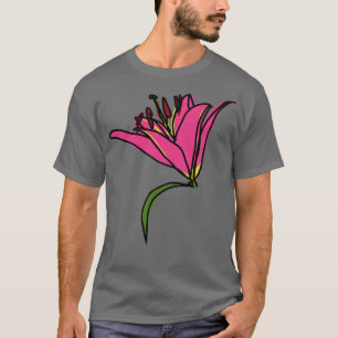 Camiseta Pintura digital de una flor lirio rosa