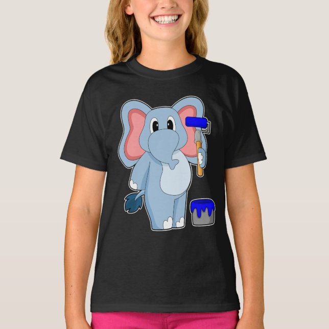 Camiseta Pintura elefante Pinza Pintura Pinza Cubo de pintu (Anverso)