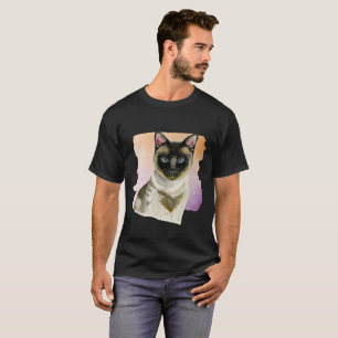 Camiseta Pintura elegante de la acuarela del gato siamés d