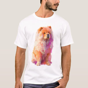 Camiseta Pintura en Acuarela de Chow Chow Coloridos Hombres