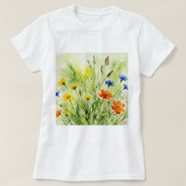Camiseta Pintura en acuarela de flores silvestres y plantas