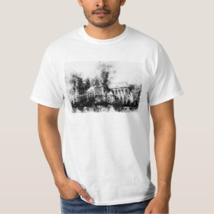Camiseta Pintura en blanco y negro de la catedral de Notre 