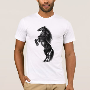 Camiseta Pintura en blanco y negro sobre caballos salvajes 