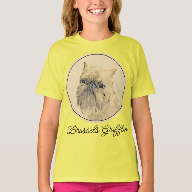 Camiseta Pintura en Brujas Griffon Rough - Arte Perro Origi (Anverso)