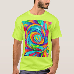 Camiseta Pintura en espiral floral psicodélica vibrante 