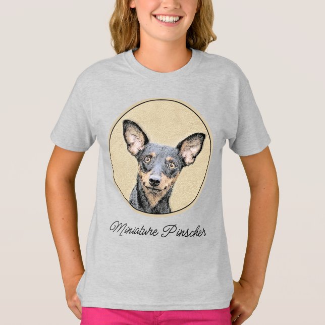 Camiseta Pintura en miniatura de Pinscher Cute arte origina (Anverso)