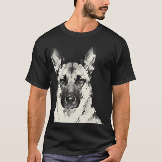 Camiseta Pintura en tinta de Malinois belga primer plano