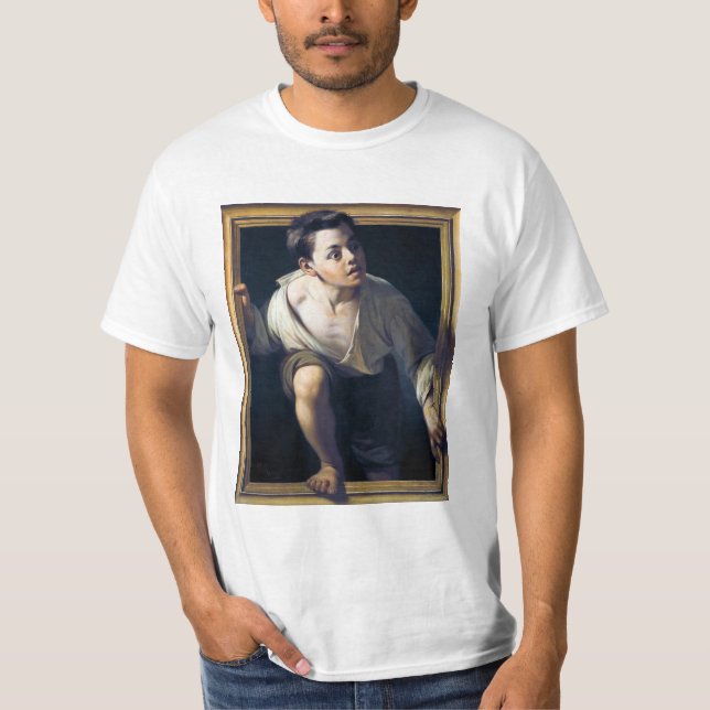 Camiseta Pintura "Escapando de la crítica" Trampantojo Art (Anverso)