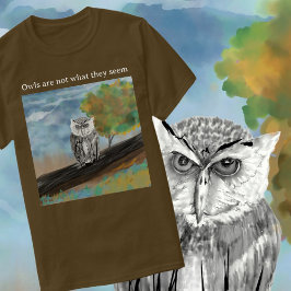 Camiseta Pintura estacional de búho en la naturaleza se mar
