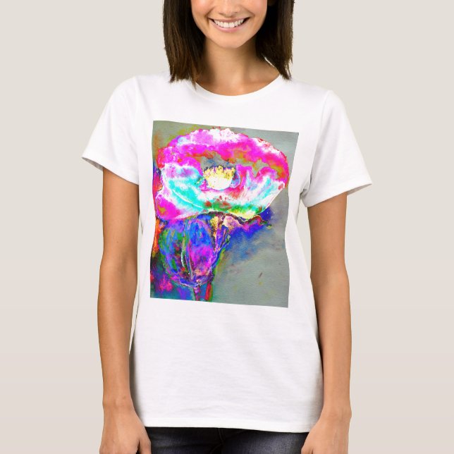Camiseta Pintura floral abstracta de color rosa acuarela (Anverso)