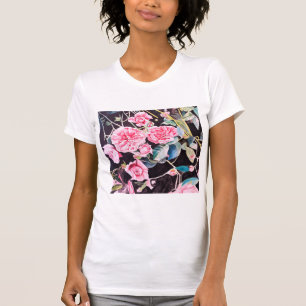 Camiseta Pintura floral de flores de acuarela de rosa rosa