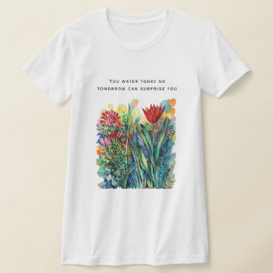 Camiseta Pintura floral en acuarela con cita