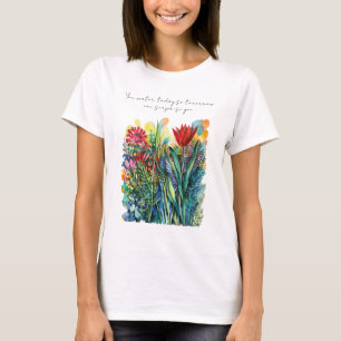 Camiseta Pintura floral en acuarela con cita