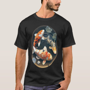 Camiseta pintura gráfica de pez carpa koi en un estanque pe