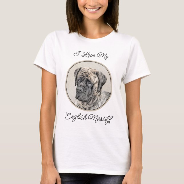 Camiseta Pintura inglesa de castiff (Brindle) - Arte de per (Anverso)