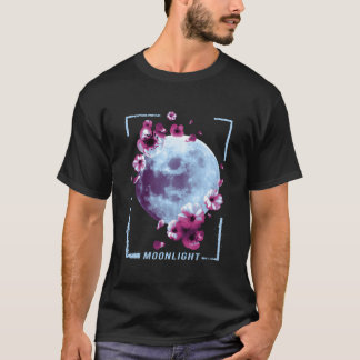 Camiseta Pintura Japonesa Luz de Luna Flor de Cerezo
