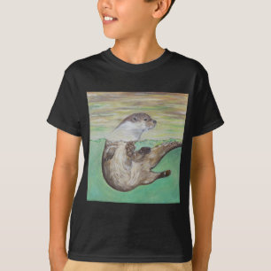 Camiseta Pintura juguetona de la nutria de río