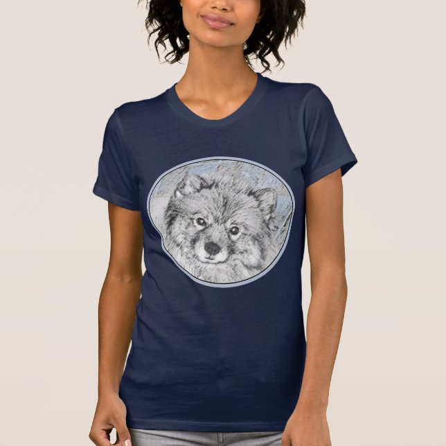 Camiseta Pintura Keeshond Beth - Arte Perro Original. (Anverso)