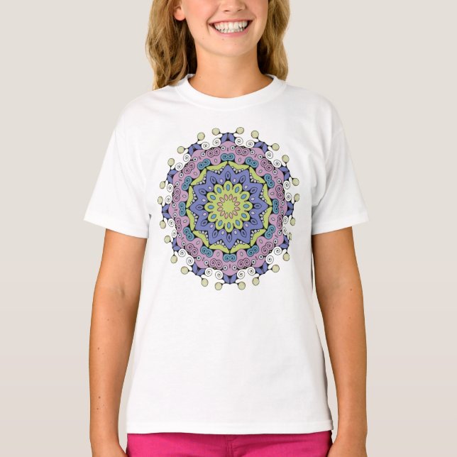 Camiseta Pintura manual de Mandala Clock Face 2 (Anverso)