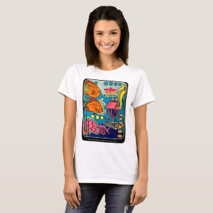 Camiseta pintura 'Mid-Century Modern Ocean Aquatic' en una