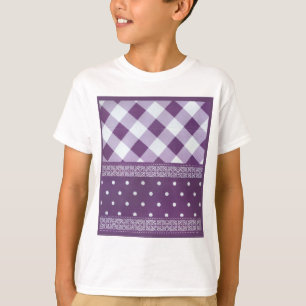 Camiseta Pintura morada de damasco floral de punto de polka