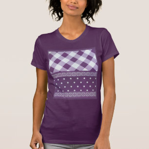 Camiseta Pintura morada de damasco floral de punto de polka