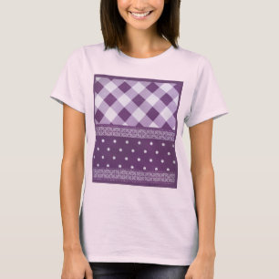 Camiseta Pintura morada de damasco floral de punto de polka
