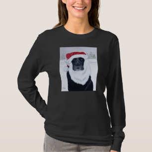 Camiseta Pintura negra del gorra de Santa del navidad de