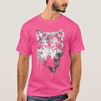 Camiseta Pintura Negra Y Blanca Lobo Lobo Tee