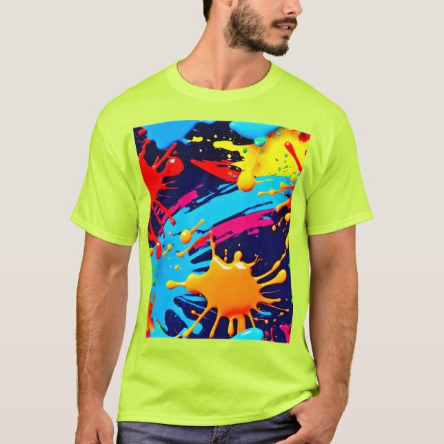 Camiseta Pintura Neón Animada en Expresión Fluida (Anverso)