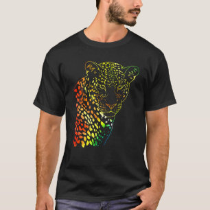 Camiseta Pintura Neon Rainbow Leopard Face