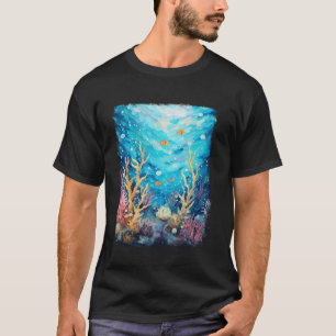 Camiseta Pintura nocturna de Coral Reef Sea Ocean Starry