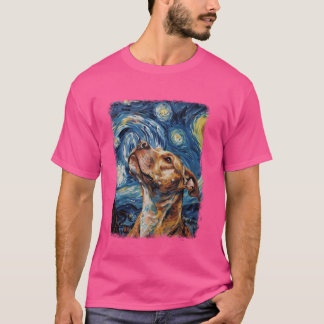 Camiseta Pintura nocturna de Pitbull Pittie Dog Starry