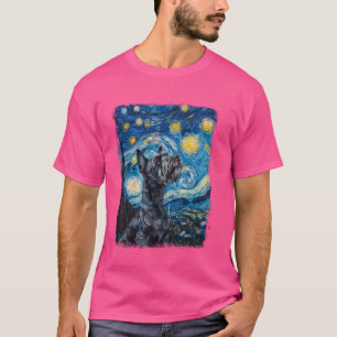 Camiseta Pintura nocturna de Schnauzer Dog Starry