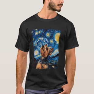 Camiseta Pintura nocturna de Yorkshire Terrier Dog Yorkie S