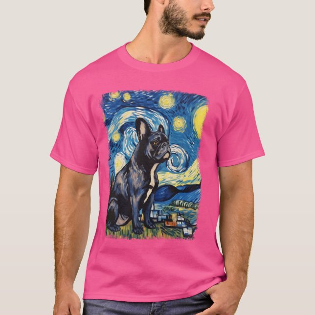 Camiseta Pintura nocturna del Bulldog francés Frenchie Dog  (Anverso)