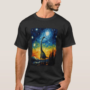 Camiseta Pintura nocturna estelar de Brachiosaurus Dinosaur