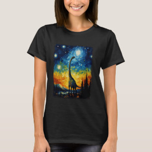 Camiseta Pintura nocturna estelar de Brachiosaurus Dinosaur