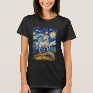 Camiseta Pintura Nocturna Estelar de Caballo Unicornio